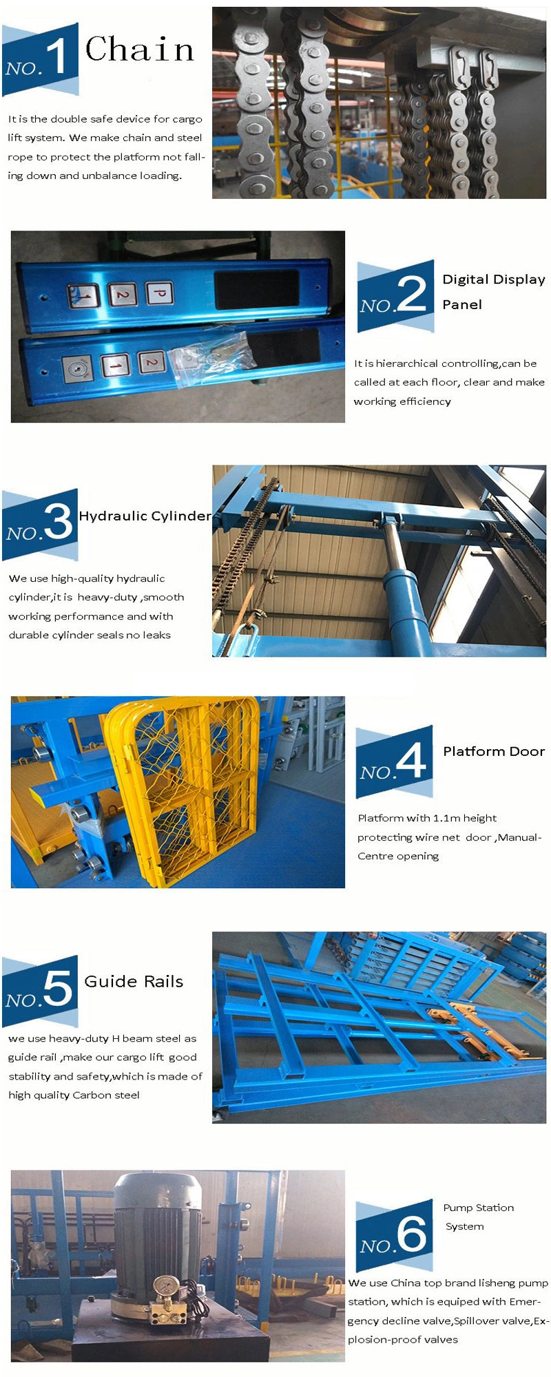 Warehouse Guide Rail Goods Elevator Hydraulic Cargo Elevator Lift Platform